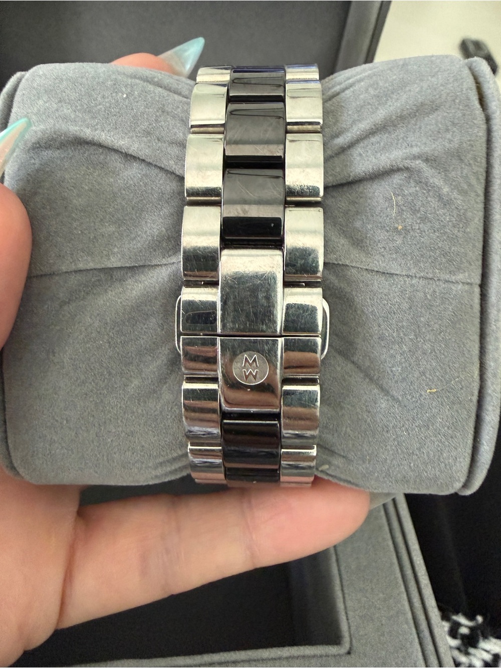 Michele Black Dial Stainless Steel two tone Bracelet deco diamond watch - Picture 3 of 4